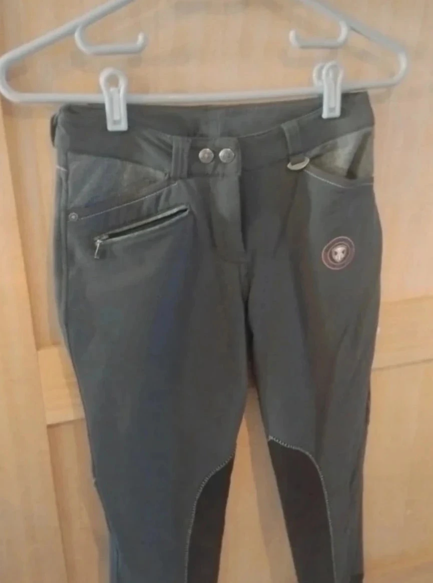 Calça de equitação feminina cinza/preto, Fouganza team T32 – photo 4